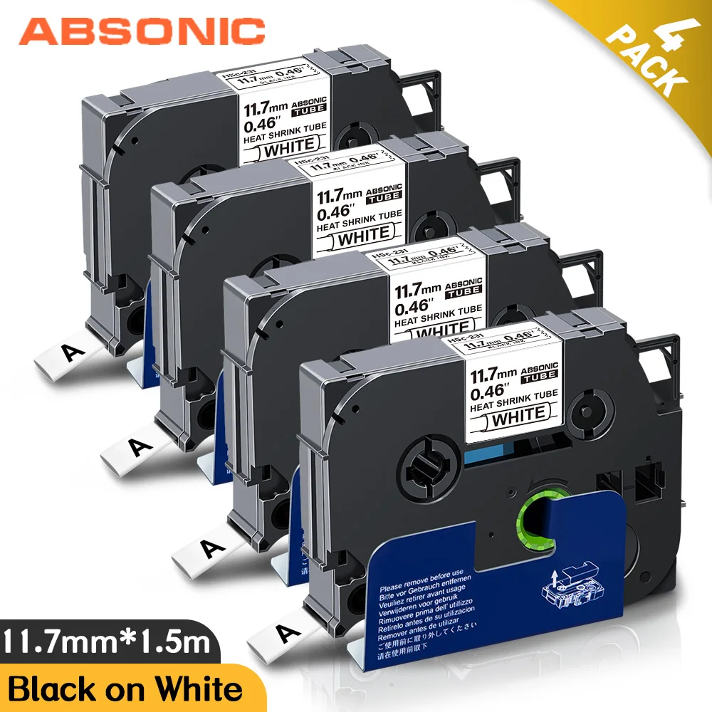 Absinic 4 шт. термоусадочная трубчатая лента черная белая 11 7 мм HSe ленты для кабелей