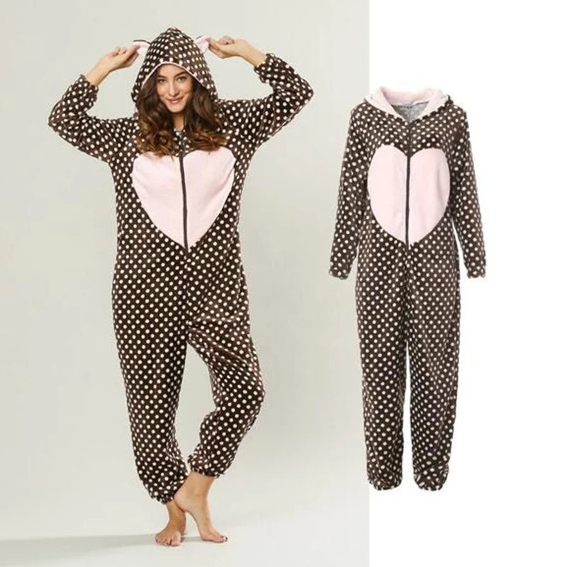 Зимний женский пижамный комплект цельная теплая Фланелевая пижама с капюшоном