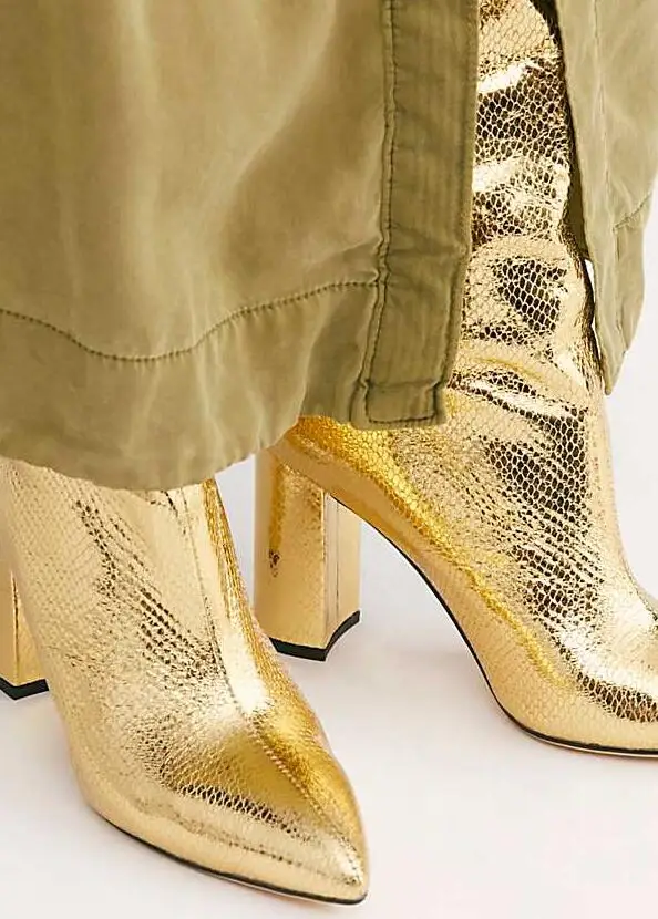 

Women Chunky Heels Mirror Leather Knee High Boots Ladies Pointed Toe Crocodile Print Long Boots Girls Slip-on Dress Party Shoes