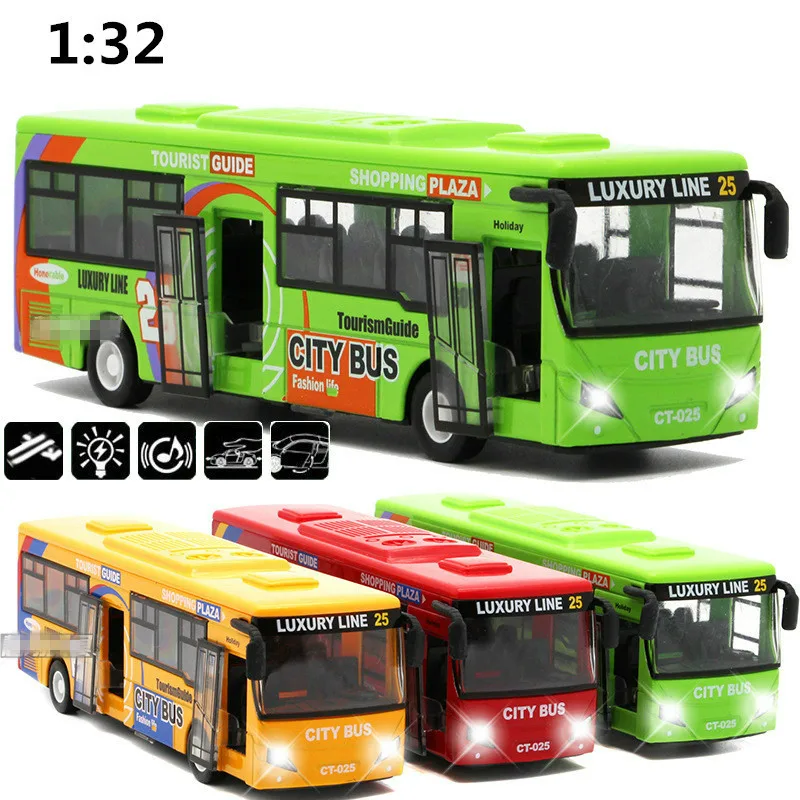

1:32 high simulation city bus alloy car models metal diecasts toy vehicles pull back & flashing & musical free shipping