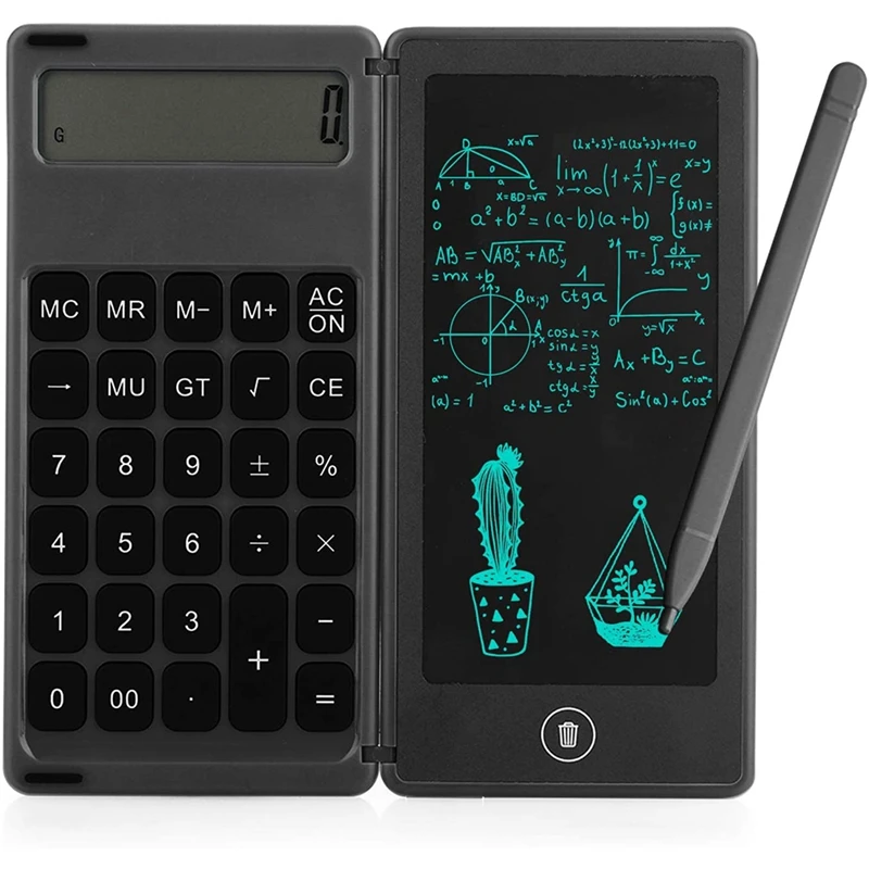 

Calculator Notepad 6 Inch LCD Writing Tablet Digital Drawing Pad with Stylus Pen Erase Button Lock Function