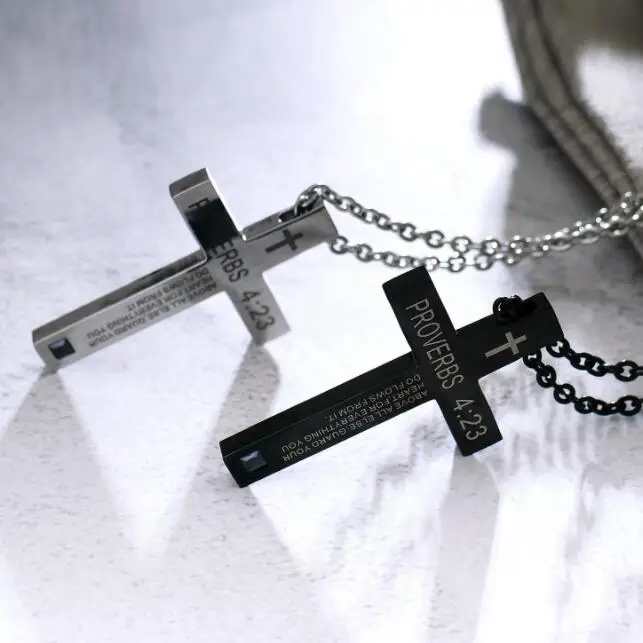 Ожерелье с крестом из нержавеющей стали для мужчин и женщин колье подвеской