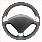 MEWANT Чехлы рулевого колеса автомобиля из черной искусственной кожи для Peugeot 307 CC 2004-2009 307 SW 2004-2009 407 407 SW 2004-2009