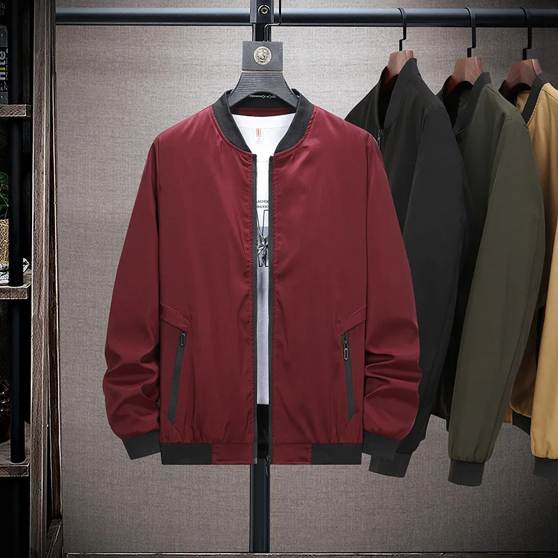 

Jacket Men's 2021 Autumn Baseball Uniform Solid Color Men's Jacket Loose Large Size Sports Leisure Youth Handsome Trend