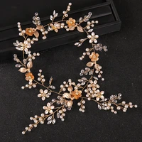 pearl rhinestone flower headband wedding hair accessories winding hair decoration hairband accessories for women