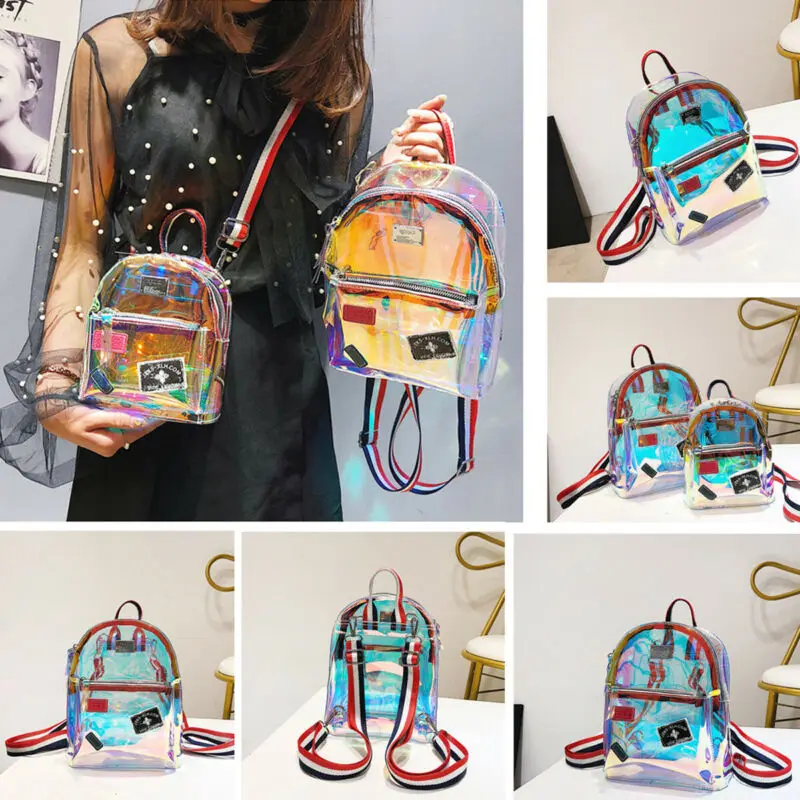 

Fashion Clear Transparent PVC See Through Mini Backpack Cute School Book Bag NEW