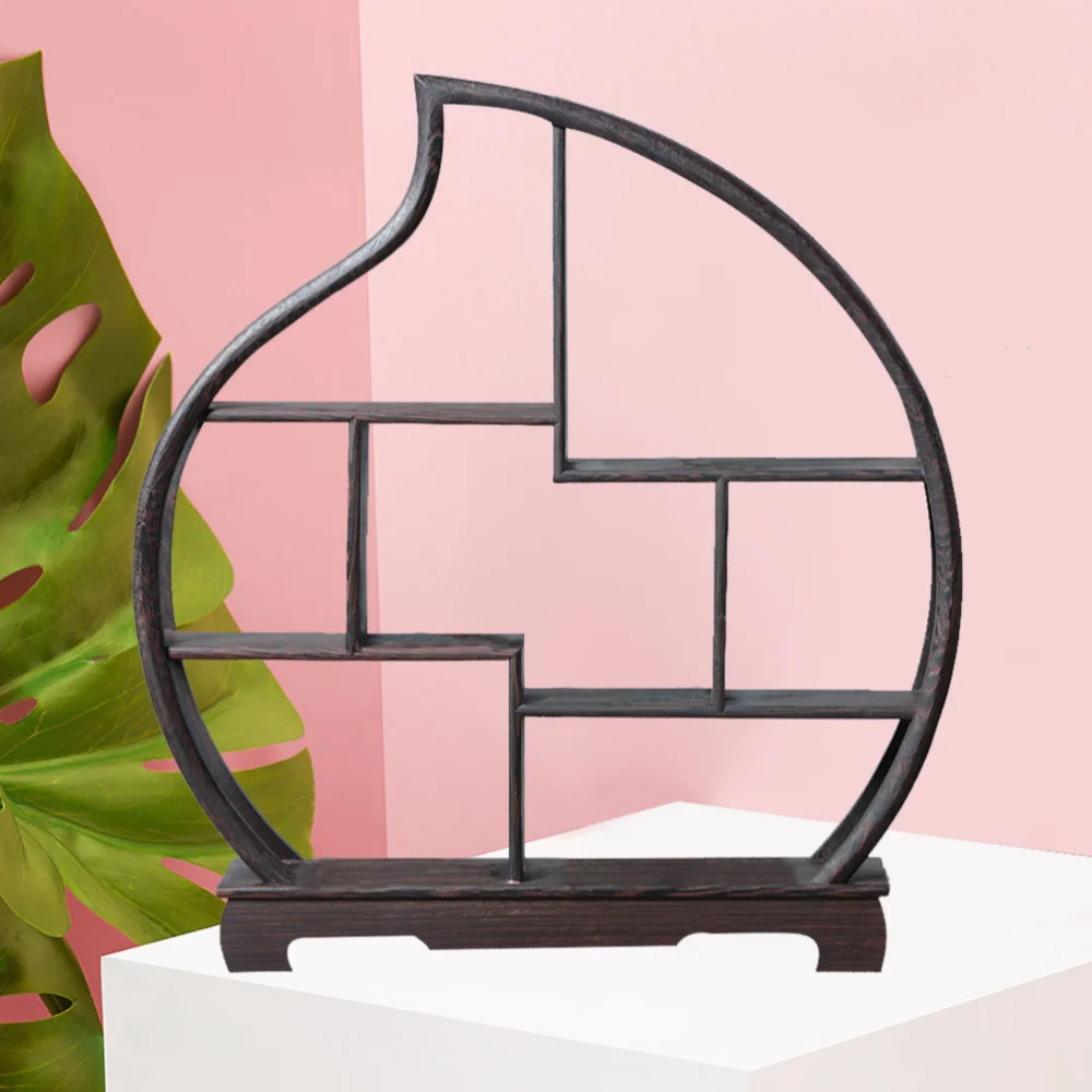 

1Pc Wood Shelf Retro Antique Shelf Rosewood Crafts Wenge Display Stand without Ornaments (Peach Shape)