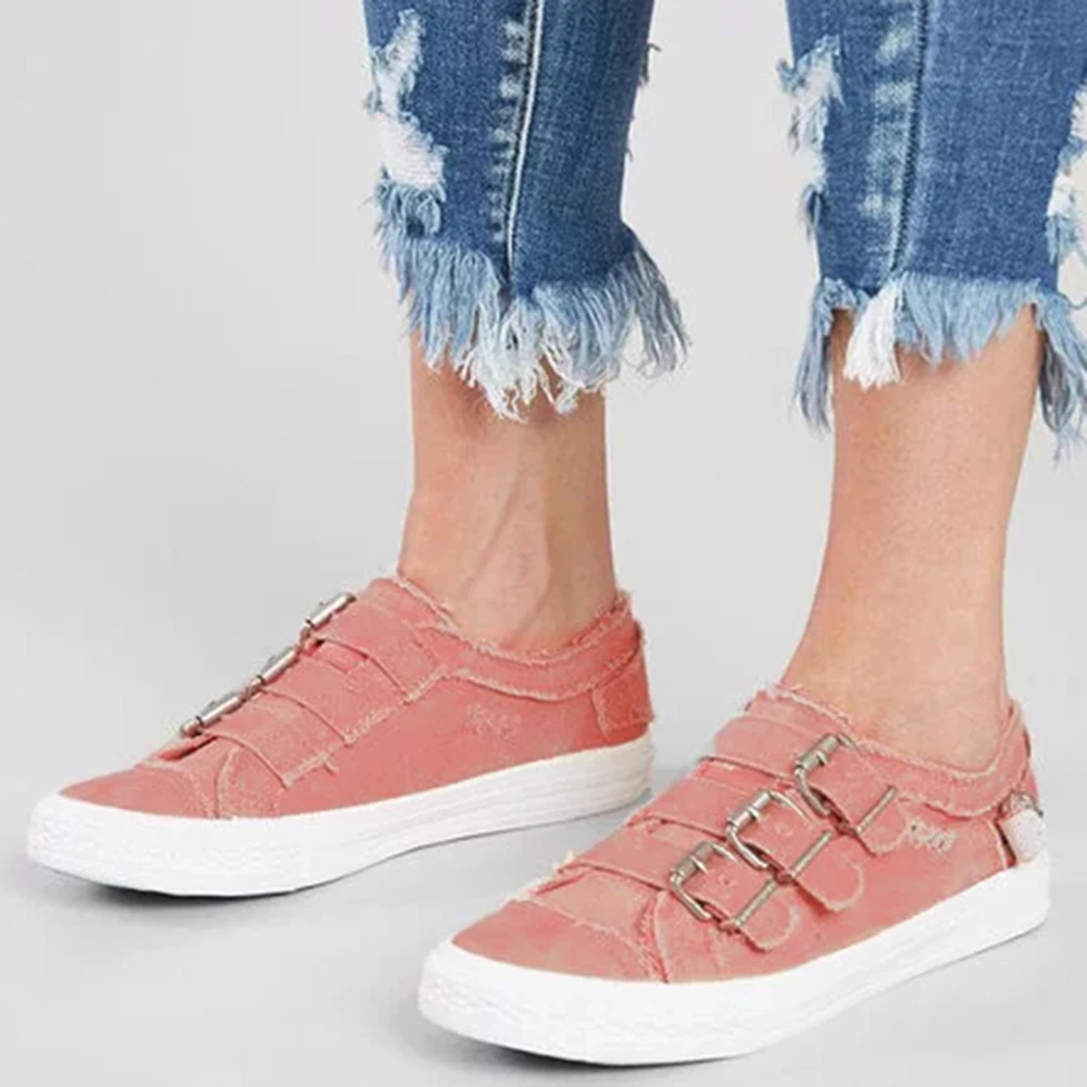 Pink Laamei/Новинка; Вулканизированная обувь; обувь с ремешком; повседневная женская обувь на плоской подошве; кроссовки - Цвет: Pink