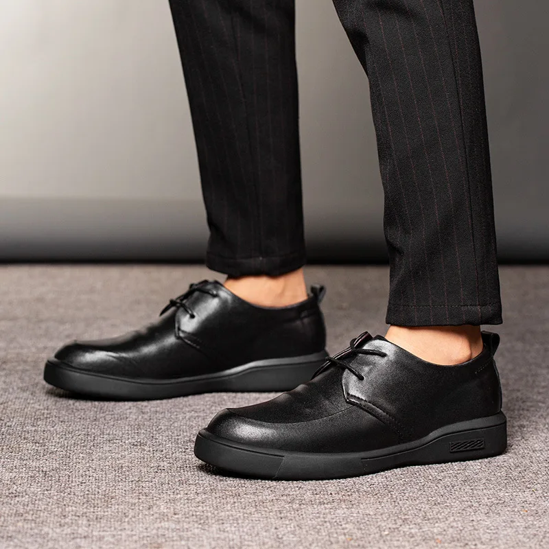 

New Spring Autumn Simple Lace Up Men's Dress Shoes Luxury Cozy Light Party Genuine Leather Derby Shoes Business Office Shoes Men