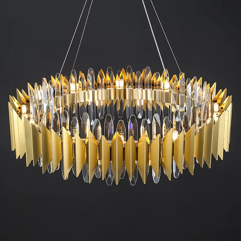 

Modern LED Luxury Crystal Chandelier Living Room Dining Room Hotel Simple Creative Chandelier Lighting Round Decor Hanging Lamp
