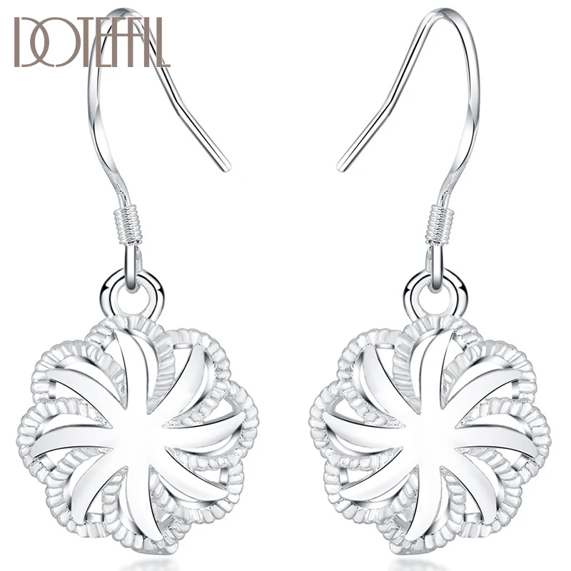 

DOTEFFIL 925 Sterling Silver Round Circle Drop Earring For Women Lady Wedding Engagement Party Fashion Jewelry