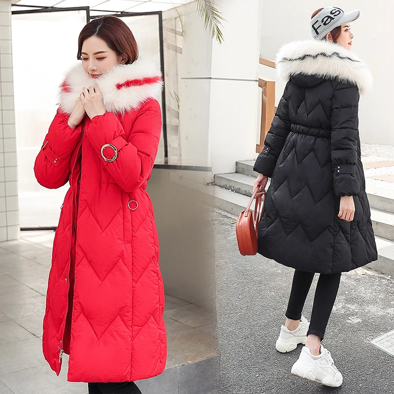 X-long parkas зимняя женская куртка-25 градусов тонкий толстый теплый зимний большой меховой воротник с капюшоном куртка пальто парки верхняя одежда куртка