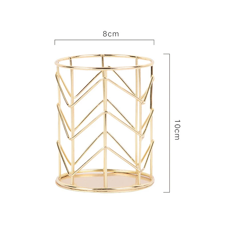 

Multifunction Iron Pen Holder Nordic Style Round Makeup Brush Storage Box Office Supplies SGA998