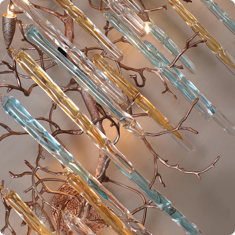 Современный медный настенный светильник латунь ветка дерева Наклейка на стену