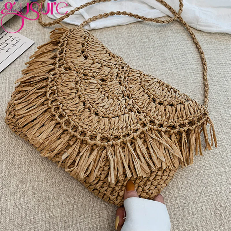 Gusure ротанга вязаная женская Плетеная соломенная сумка летние пляжные круглый