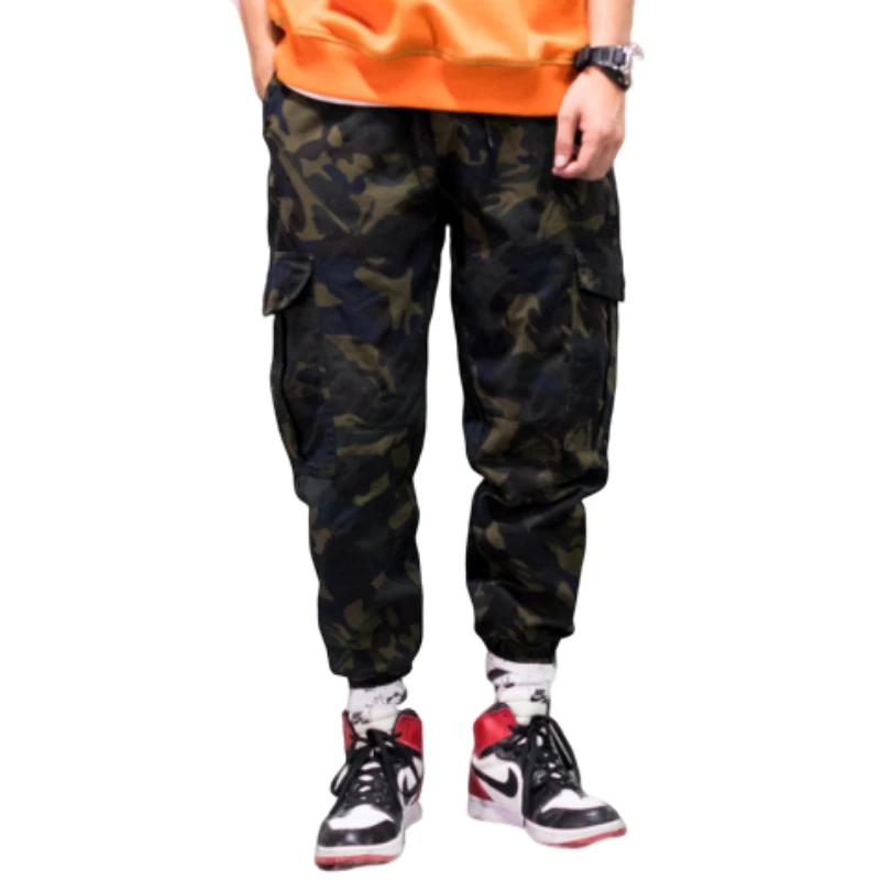 Мужские спортивные штаны в стиле Харадзюку повседневные камуфляжные с карманами