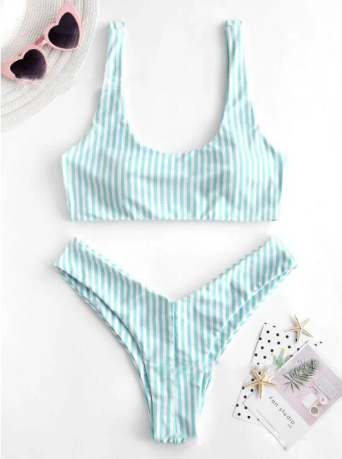 Горячая Распродажа комплект бикини в полоску женский купальный костюм 2020 новый