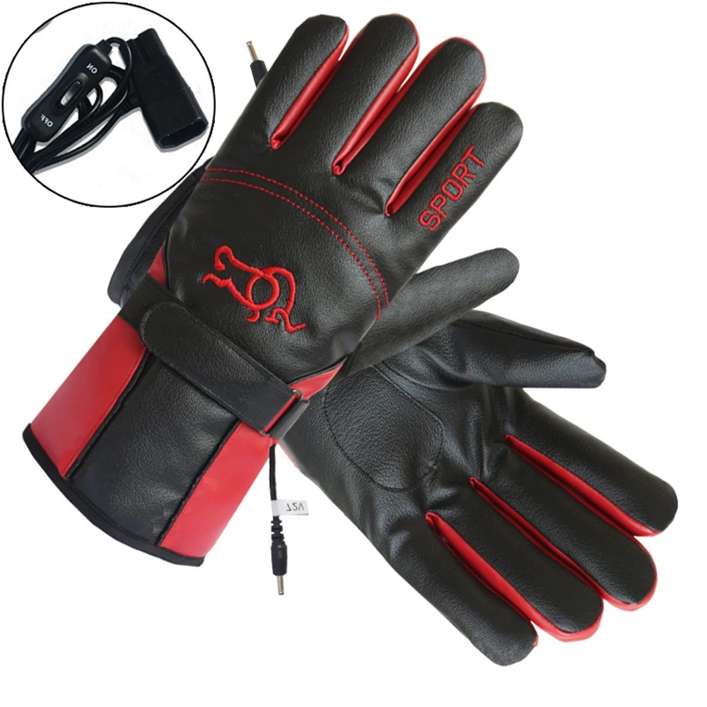 Electric 60V Red HEROBIKER зимние Мотоциклетные Перчатки Guantes Moto с сенсорным экраном на батарейках, мотоциклетные гоночные водонепроницаемые перчатки с подогревом - Color: Electric 60V Red