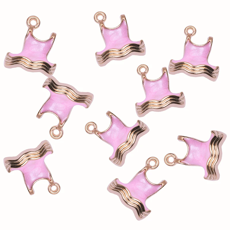 

10pcs Golden Enamel Lips High Heels Charms For Jewelry Making Earrings Bracelets Accessories Lipstick Pendants Handmade Supplies