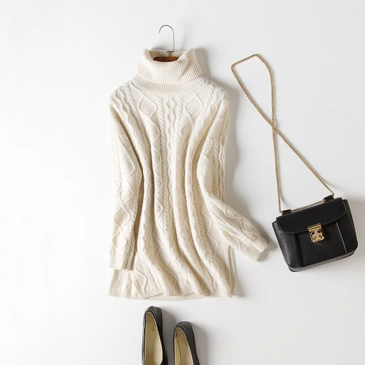 naizaiga 100% cashmere thicken winter warm sweater Mid-length slim split 460g/pcs DXYR1 | Женская одежда