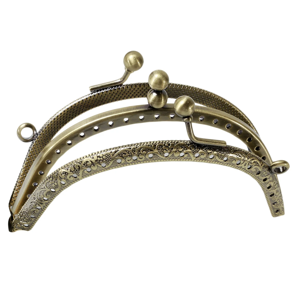 

Sew in Purse Bag Frame Clasp Handle Metal Beads Clasp Lock for DIY Clutch Bag Handbag and Purse Making