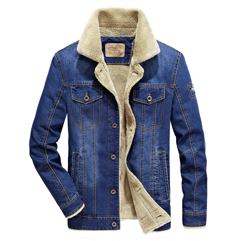 

BONJEAN 2020 Winter Denim Jacket for Male Turn-Down Collar Jeans Jacket Velvet Decoration Denim Coat Men's Coat Outerwear BJ3059