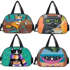 Милая сумка-тоут с принтом кошки, Женская дорожная диагональная вместительная сумка для хранения, мужская спортивная Портативная сумка