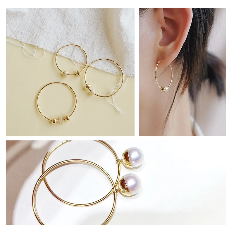 Пара Мода 14 K gold filled Сережка серьги крючки для DIY 12/14/16/20/ 24/30/40/50/65 мм Серьги