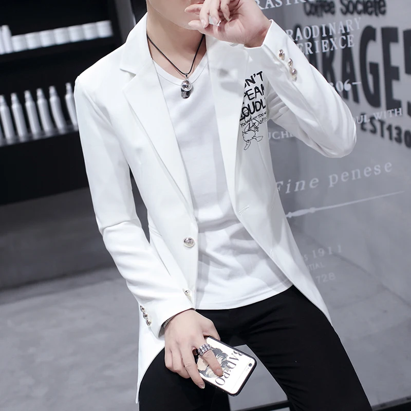 Весна 2019 костюм Для Мужчин's длинный Стройный блэйзер королевский синий