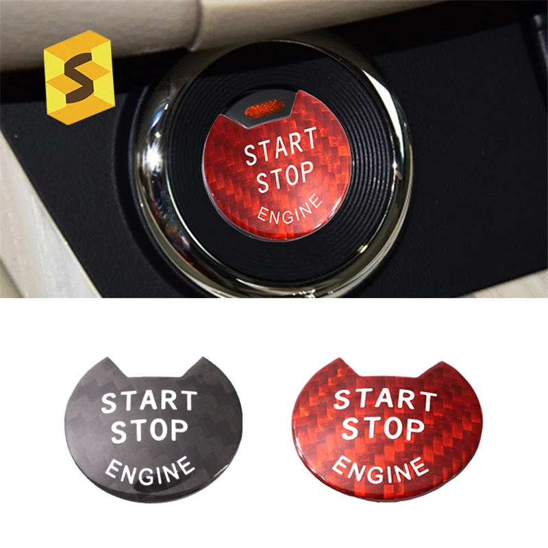 Углеродное волокно кнопка запуска двигателя автомобиля замена крышки ключа