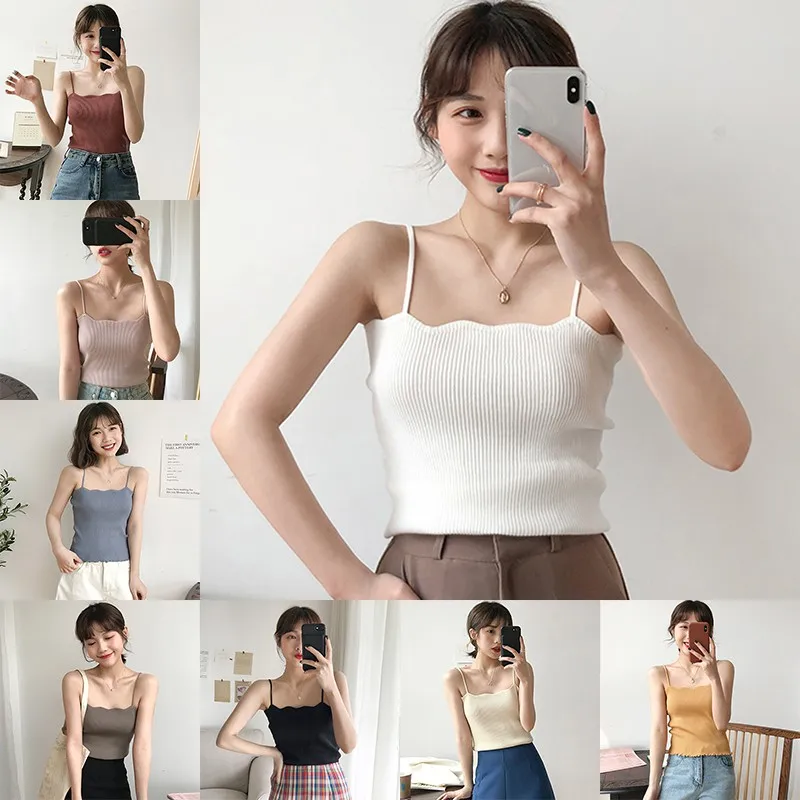 Однотонная женская Трикотажная майка без рукавов Летняя Сексуальная Женская с v