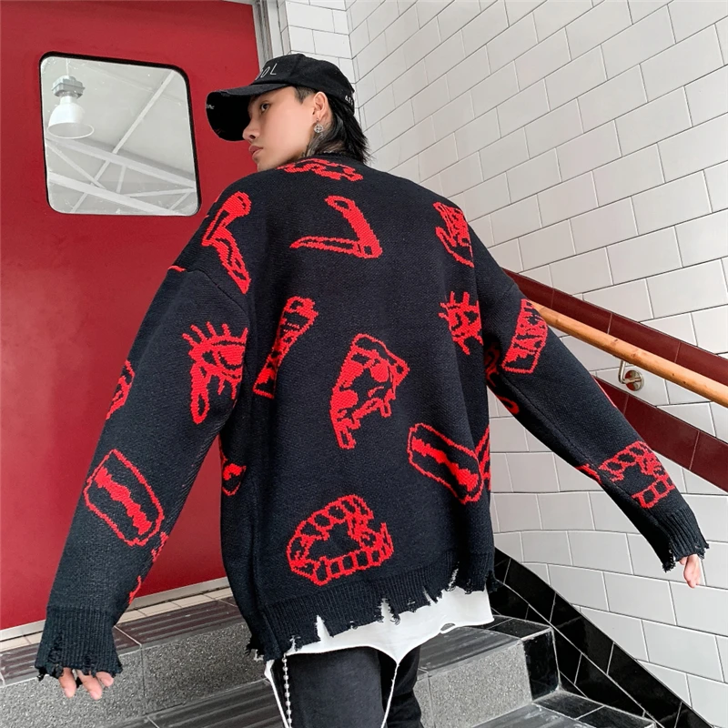 Хип-хоп Pull Homme зеленый свитер с круглым вырезом для мужчин