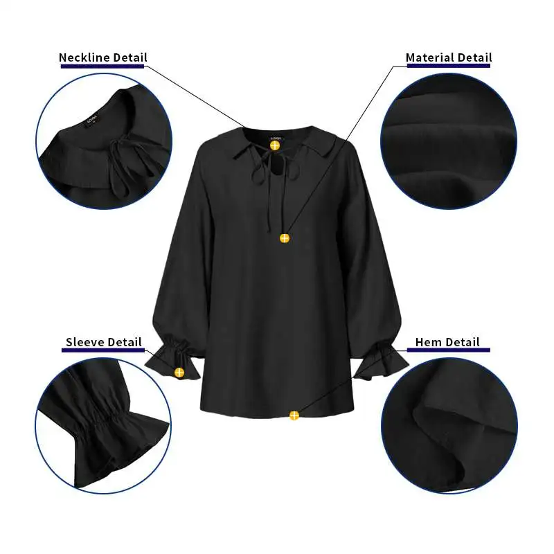 

VONDA 2021 Women Blouse Casual Long Sleeve Solid Bohemian Party Tops Loose Retro Blusas Femininas Beach Streetwears