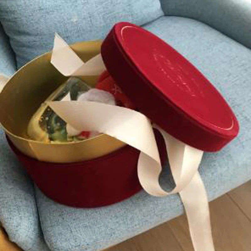 Высококлассные Креативные Круглые Ведерко для цветов портативные бархатные