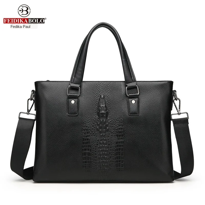 Новинка 2019 Мужская сумка из крокодиловой кожи Компьютерная портфель Фабричный