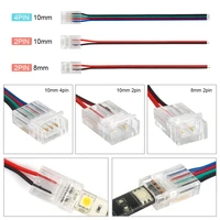 5pcs 10pcs 2pin 4pin connector single end transparent solderless connector for smd 5050 563057303528 ip65 led strip connector