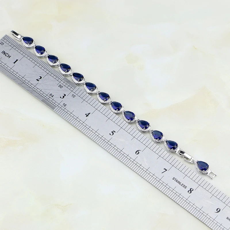 Ювелирные изделия из стерлингового серебра 925 пробы голубой циркон Белый CZ