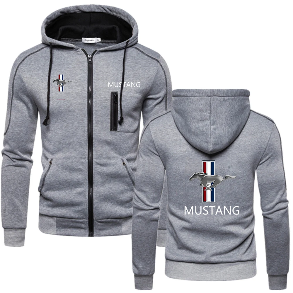 

2020 Mustang New Zipper Comfortable Hoodies Men Fitness Sweatshirts Solid Color Style Sportswear Coat