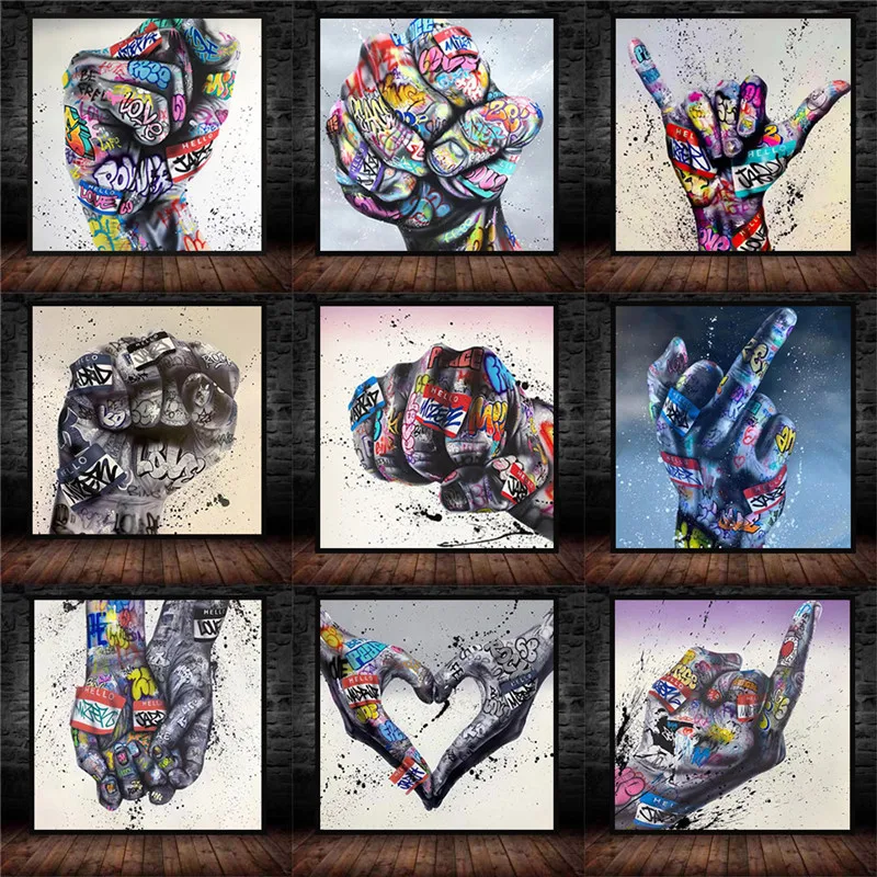 

Gesture Art Posters and Print Abstract Game And Hand Graffiti Art Canvas Wall Paintings for Kid's Room Decor Aesthetic Picture