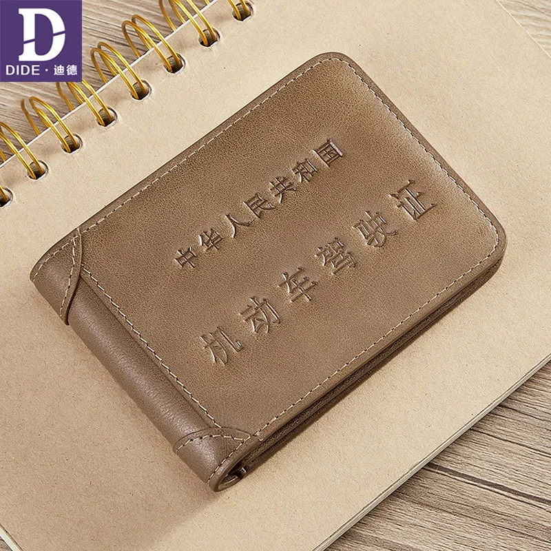 

DIDE New Business Casual ID Credit Car driver's license Card Holders Genuine Leather Men Bank card Mini Wallets Brand