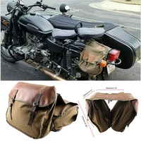 universal canvas leather motorcycle pannier side bag cycle luggage saddle bags