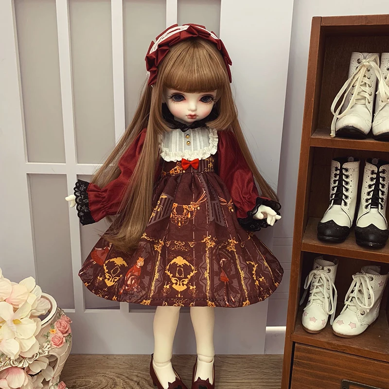 BJD одежда 1/6 1/4 Кукла платье с пузырчатыми рукавами для 1/6 1/4 BJD 1/6 Blyth кукла аксессуары BJD платье+ украшение для волос