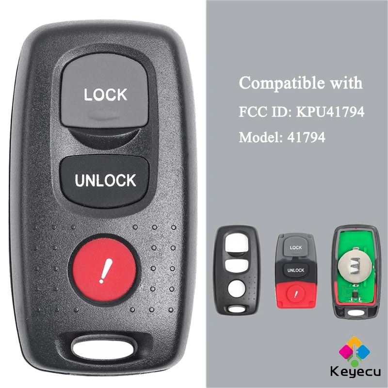 

KEYECU Replacement Keyless Entry Remote Key With 3 Buttons - FOB for Mazda 3 6 MPV Protege 5 FCC ID: KPU41794 Model: 41794