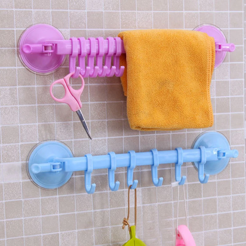 

1xWall Vacuum Rack Suction Cup 6 Hooks Towel Bathroom Kitchen Holder Hanger Tool
