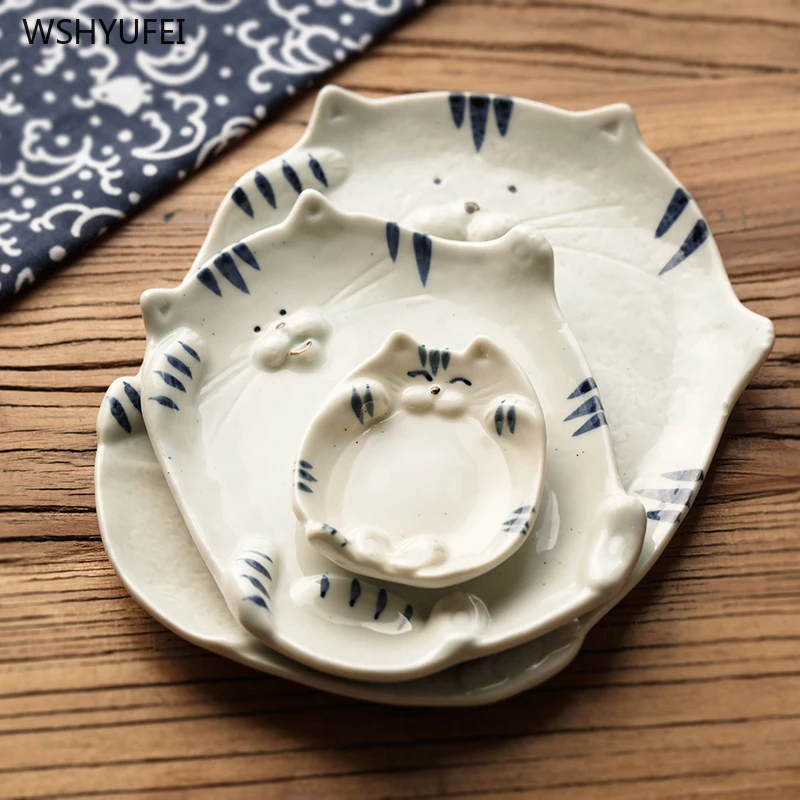 Милая животная кошка креативная керамическая Бытовая тарелка для соуса фрукты