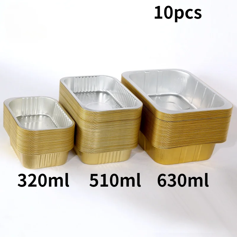 

Sealed golden tin box barbecue steak disposable lunch box takeaway packaging box aluminum foil lunch box high-end fast food box