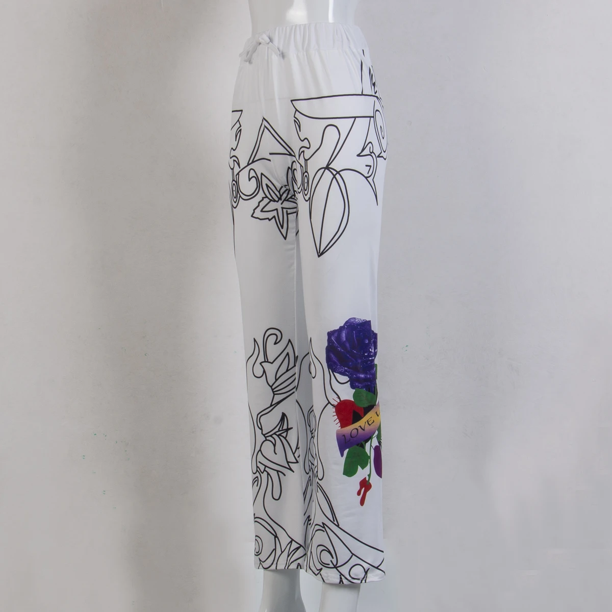 Модные женские Мешковатые брюки в стиле бохо с принтом черепа розы широкими