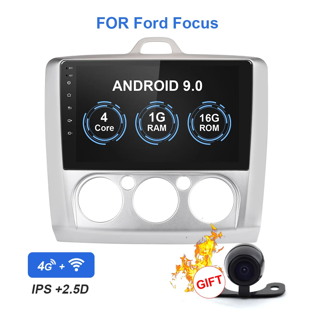 1G RAM 16 ROM Автомобильный мультимедийный dvd-плеер для Ford Focus 2 MK2 2Din Android 9,0 Авторадио с навигацией gps стерео магнитола - Цвет: 1G RAM 16 ROM