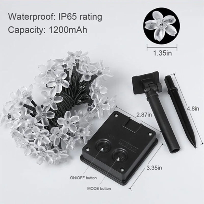 

Solar Flower Lights Waterproof LED Peach Blossom Flower Solar Fairy Decorative String Lights for Outdoor Gardens Homes Y