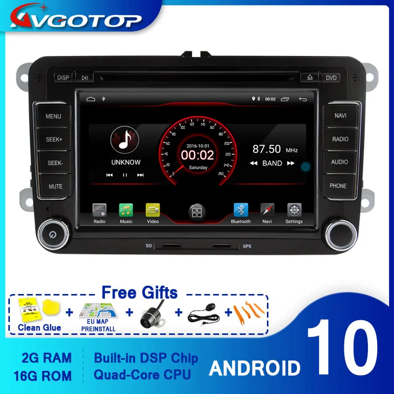 AVGOTOP Android 10 WINCE Bluetooth GPS автомобильный радиоприемник DVD плеер для VOLKSWAGEN Golf Passat Polo 2G 16G
